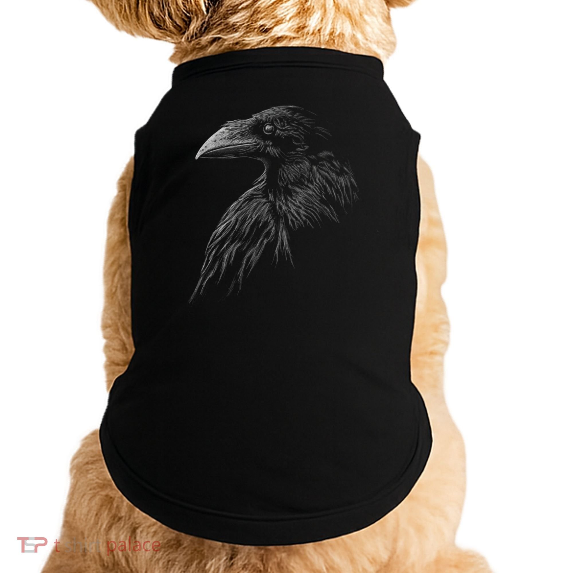 Mystical Black Raven Illustration Crow Artwork Doggie Tank