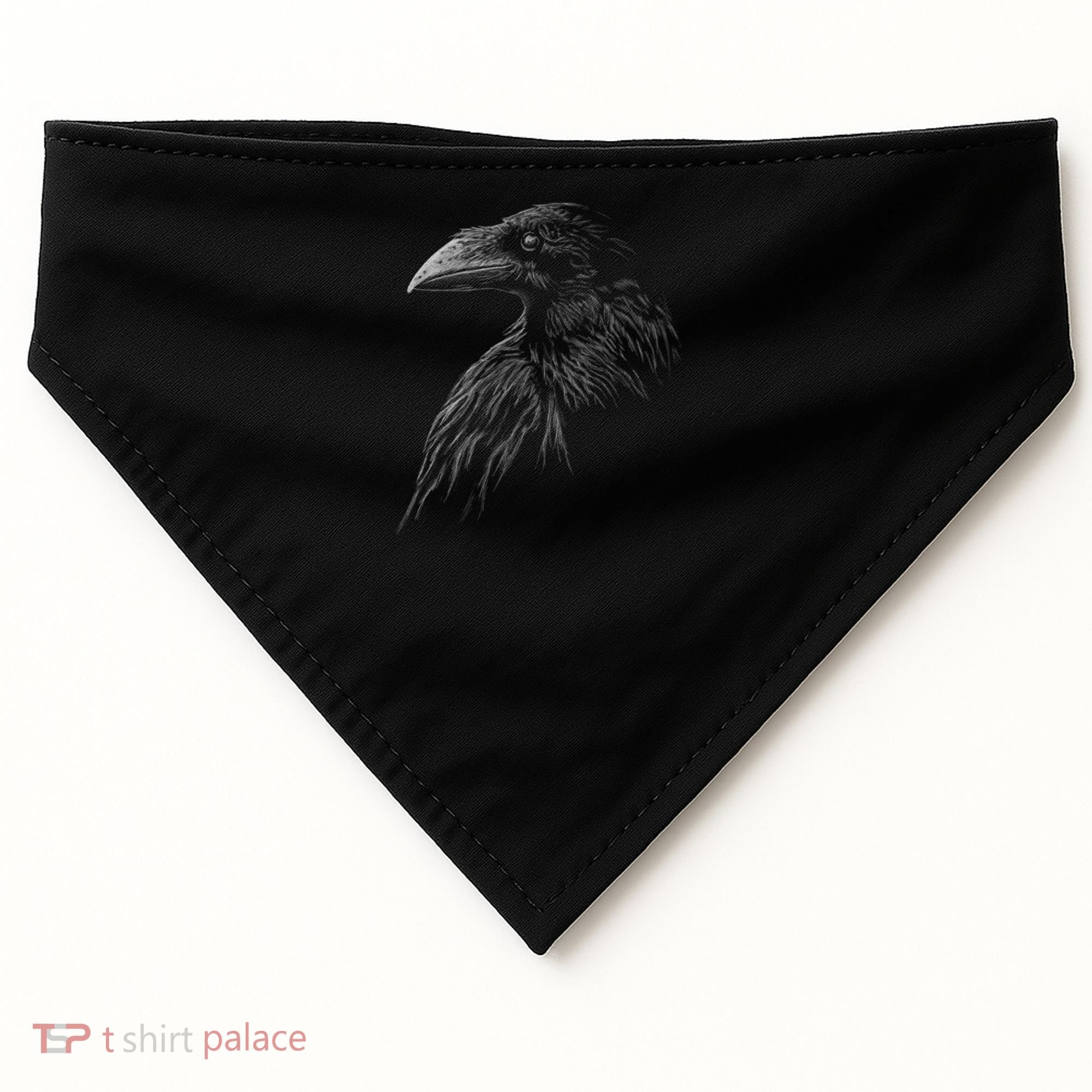 Mystical Black Raven Illustration Crow Artwork USA-Made Doggie Bandana