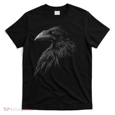 Mystical Black Raven Illustration Crow Artwork T-Shirt