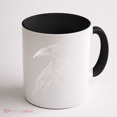 Mystical Black Raven Illustration Crow Artwork Coffee Mug back