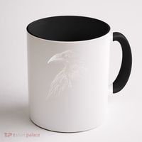 Mystical Black Raven Illustration Crow Artwork Coffee Mug thumb 1