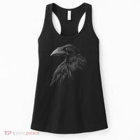 Mystical Black Raven Illustration Crow Artwork Women's Tank Top thumb 0