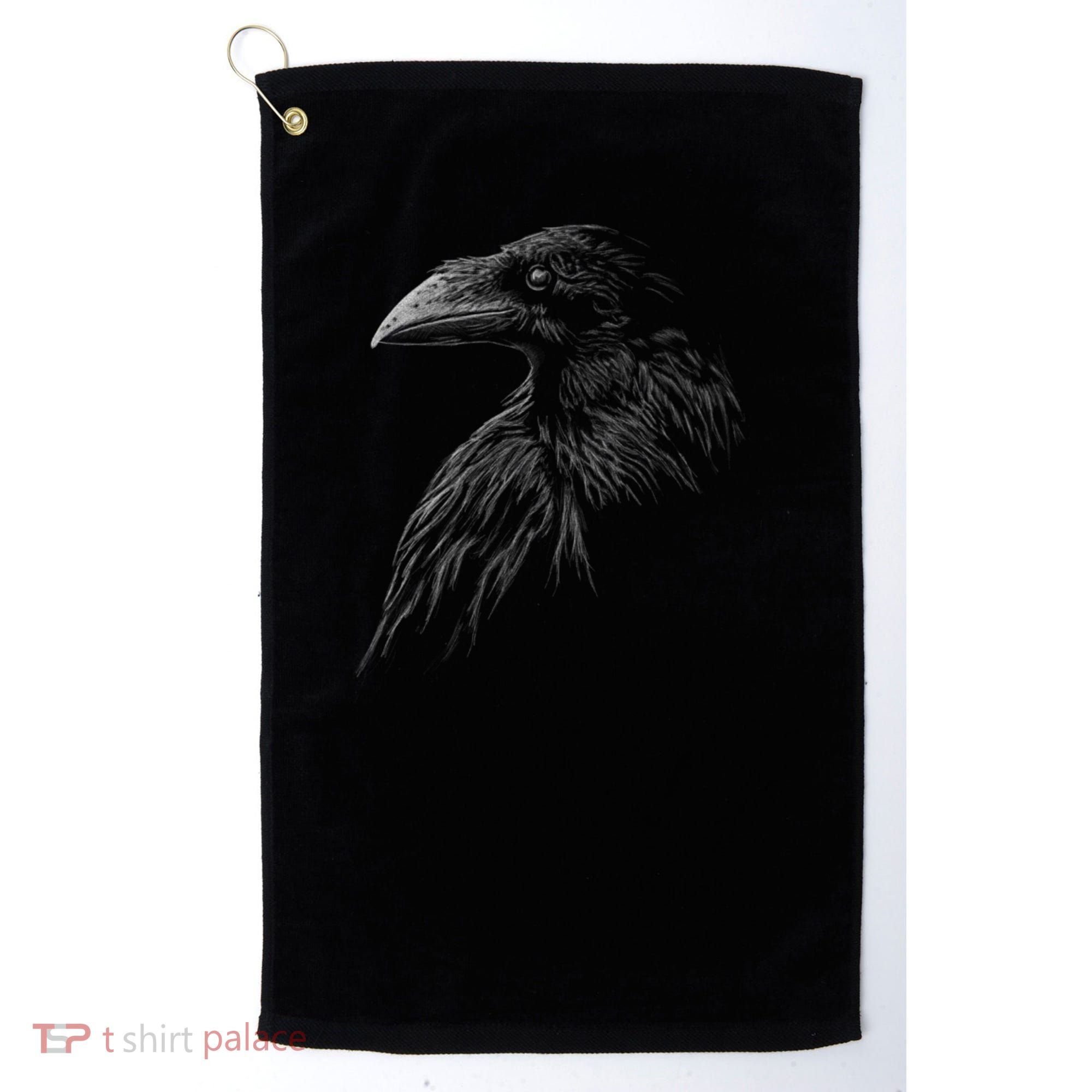 Mystical Black Raven Illustration Crow Artwork Golf Towel