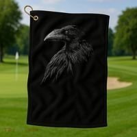 Mystical Black Raven Illustration Crow Artwork Golf Towel thumb 1