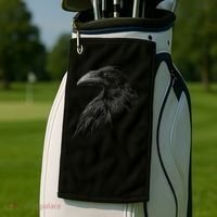 Mystical Black Raven Illustration Crow Artwork Golf Towel thumb 2