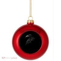 Mystical Black Raven Illustration Crow Artwork Plastic Christmas Ball Ornament thumb 0