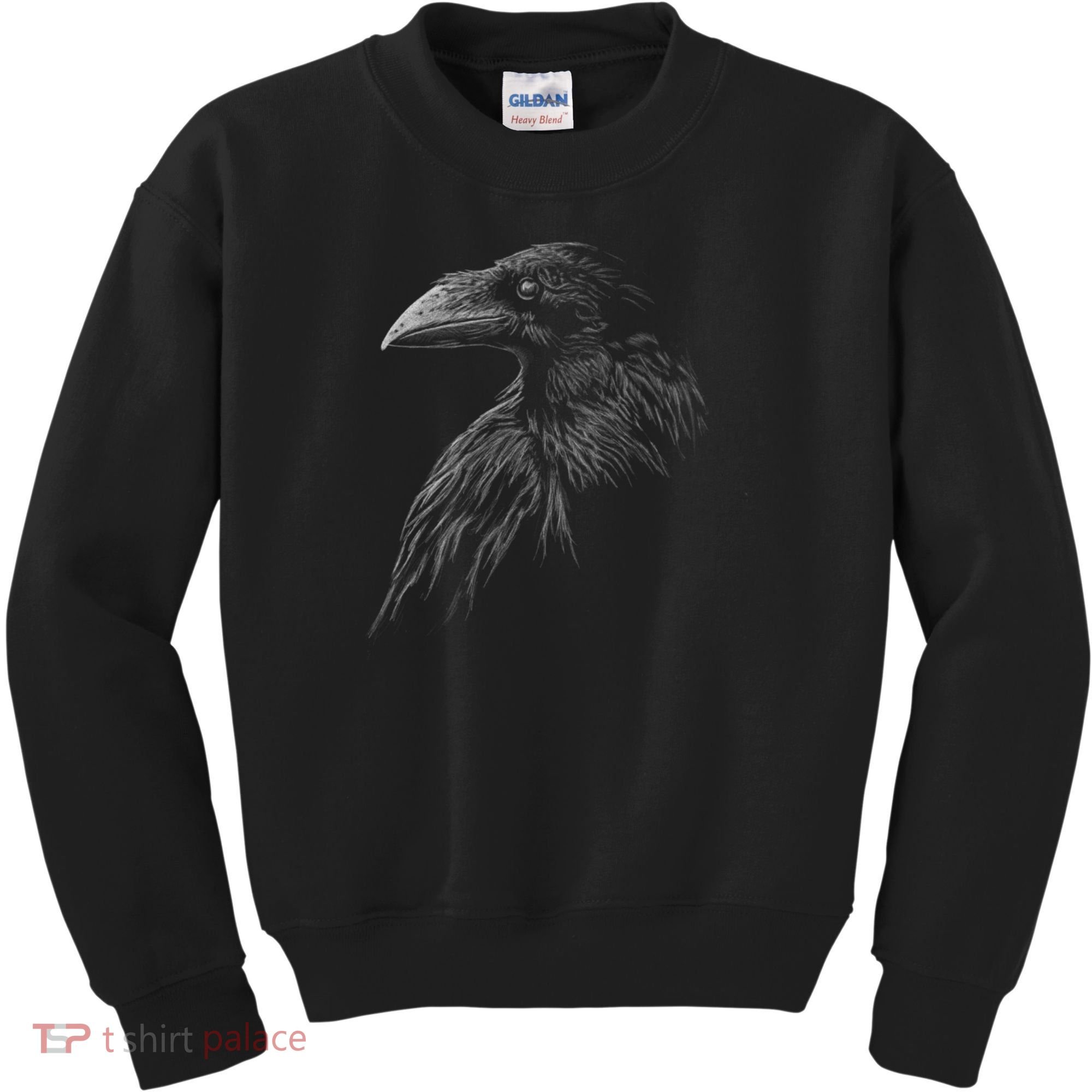 Mystical Black Raven Illustration Crow Artwork Kids Sweatshirt