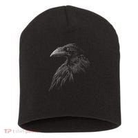 Mystical Black Raven Illustration Crow Artwork Short Acrylic Beanie thumb 0