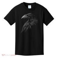 Mystical Black Raven Illustration Crow Artwork Kids T-Shirt thumb 0