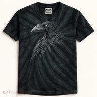 Mystical Black Raven Illustration Crow Artwork Kids Tie-Dye T-Shirt thumb 0