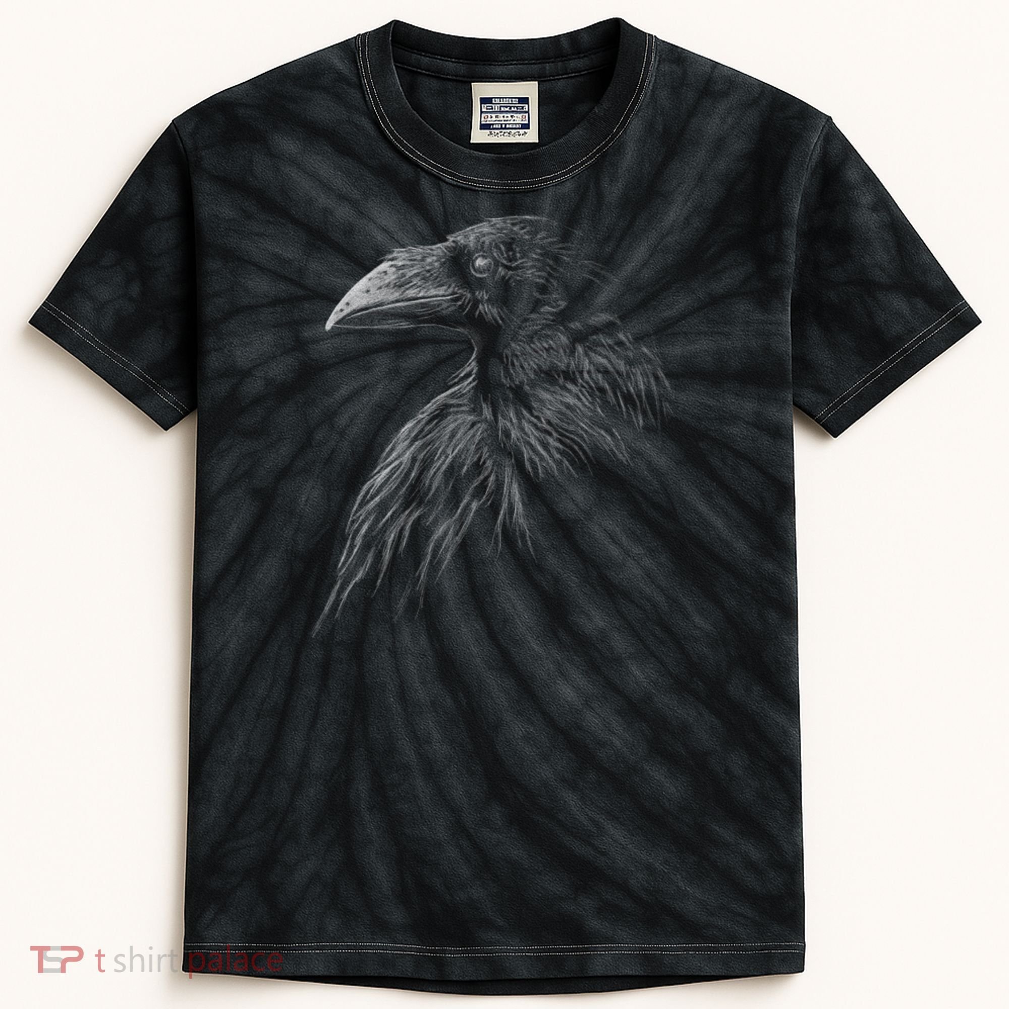 Mystical Black Raven Illustration Crow Artwork Kids Tie-Dye T-Shirt