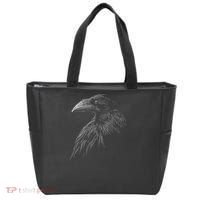 Mystical Black Raven Illustration Crow Artwork Tote Bag thumb 0