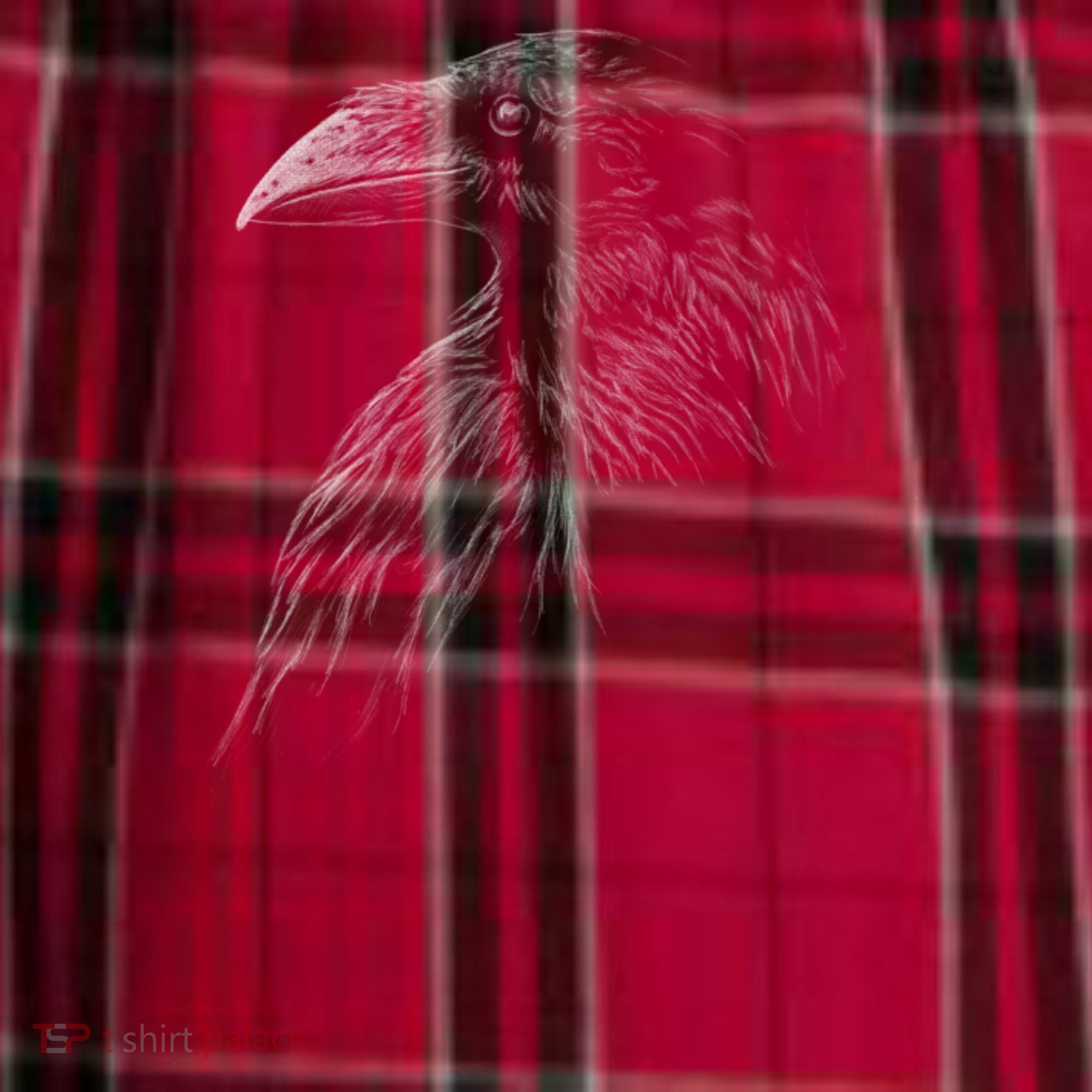 Mystical Black Raven Illustration Crow Artwork Men's Flannel Plaid Pajama Pants