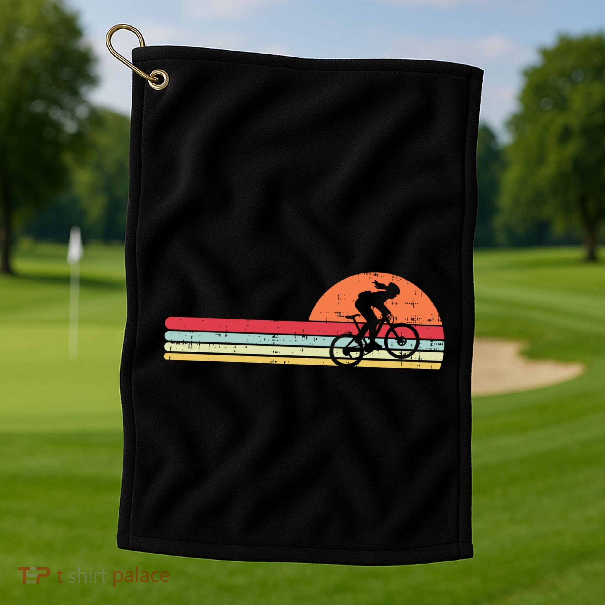 Mountain Bike Retro Cycling Bicycle Rider Gift Cute Gift Golf Towel
