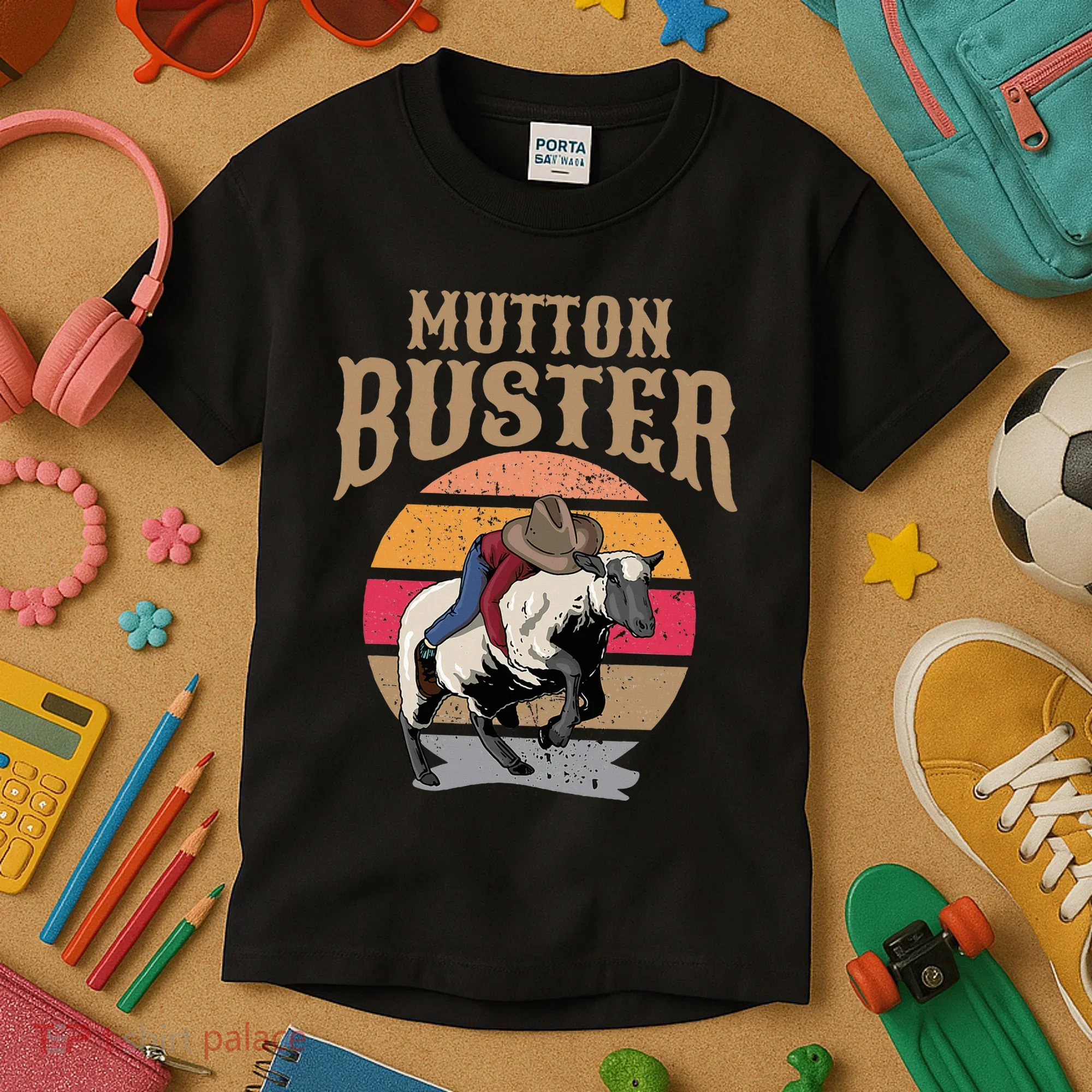 Mutton Busting Rodeo S.H.E.E.P Riding Event Buster Kids T-Shirt