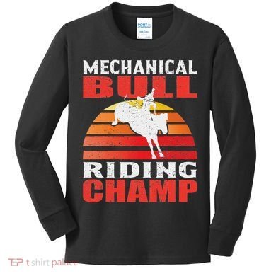 Mechanical Bull Riding Kids Long Sleeve Shirt