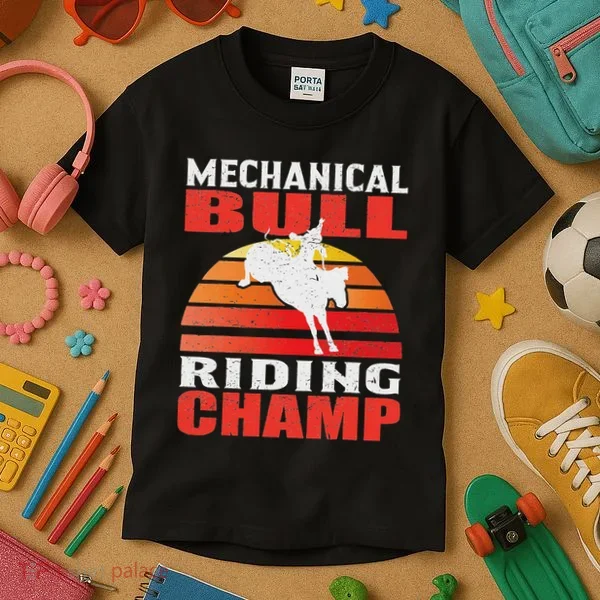 Mechanical Bull Riding Kids T-Shirt