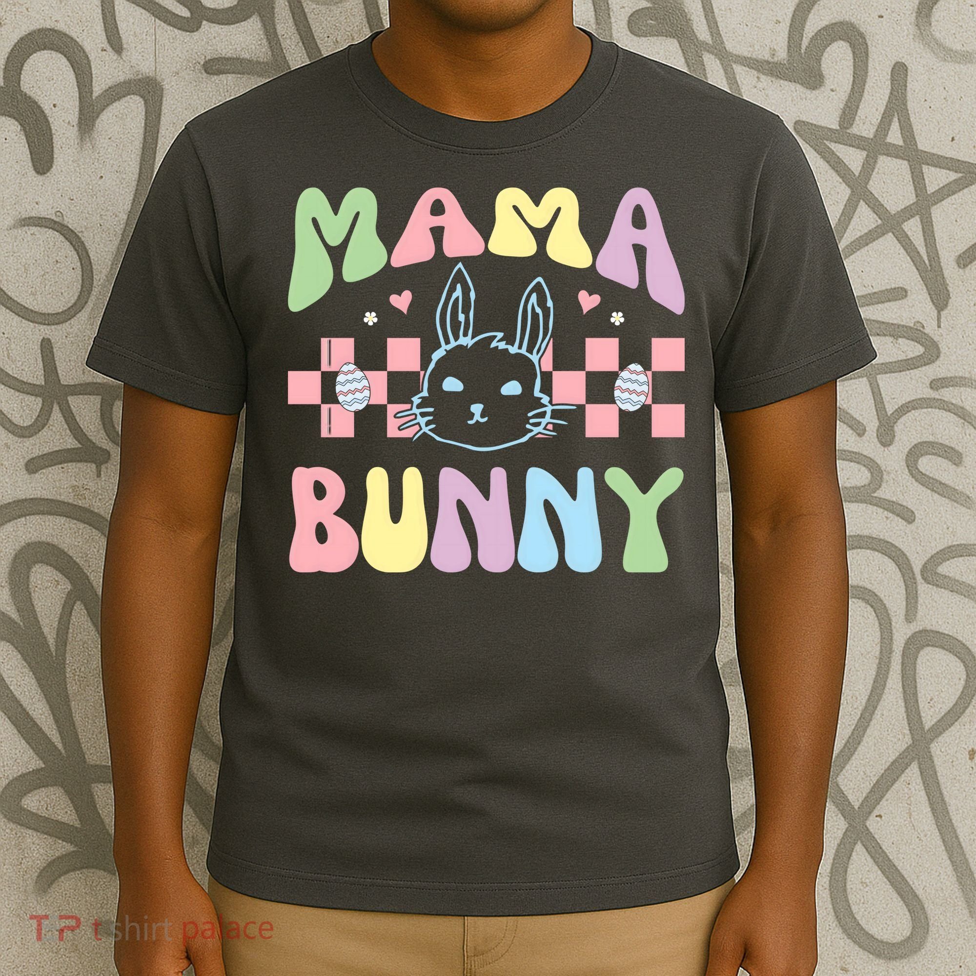 Mama Bunny Retro Colorful Cute Holiday T-Shirt