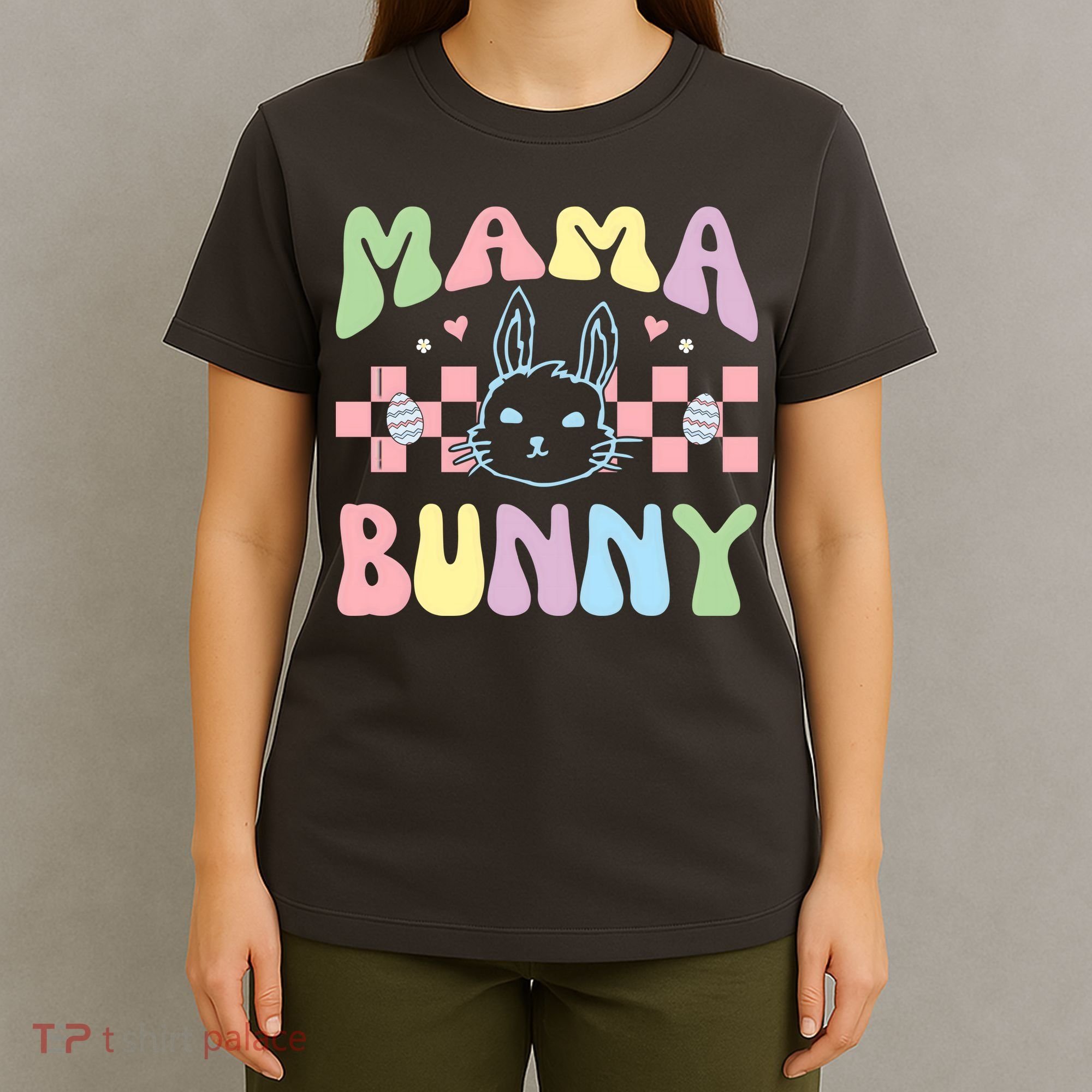 Mama Bunny Retro Colorful Cute Holiday T-Shirt