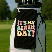 My Birthday Retro Groovy Birthday Ns Golf Towel thumb 2
