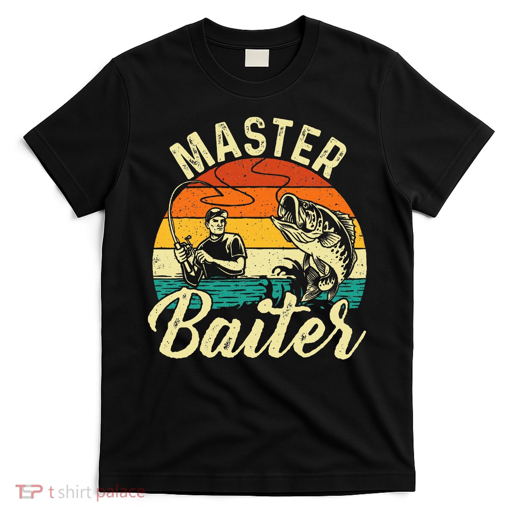 Master Baiter Retro Sunset Fishing Fish Lover Fisherman T-Shirt