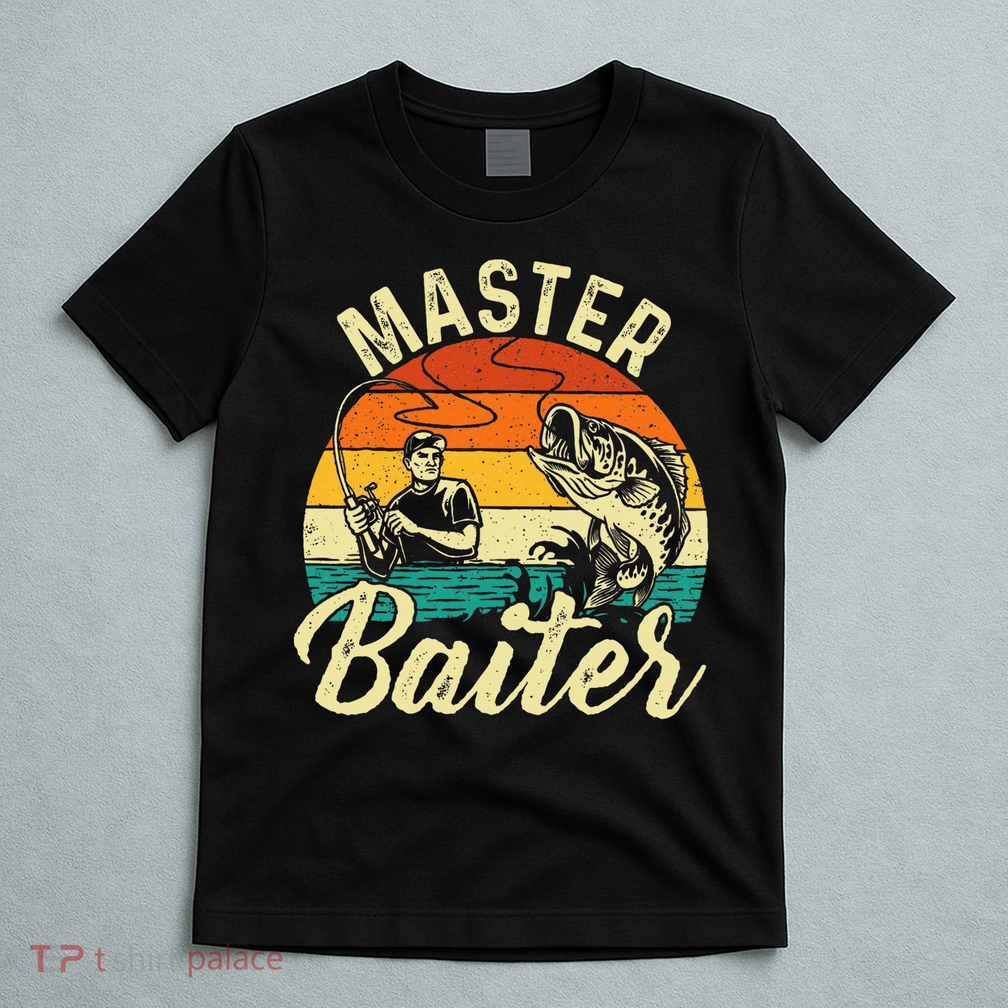 Master Baiter Retro Sunset Fishing Fish Lover Fisherman T-Shirt