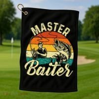 Master Baiter Retro Sunset Fishing Fish Lover Fisherman Golf Towel thumb 1