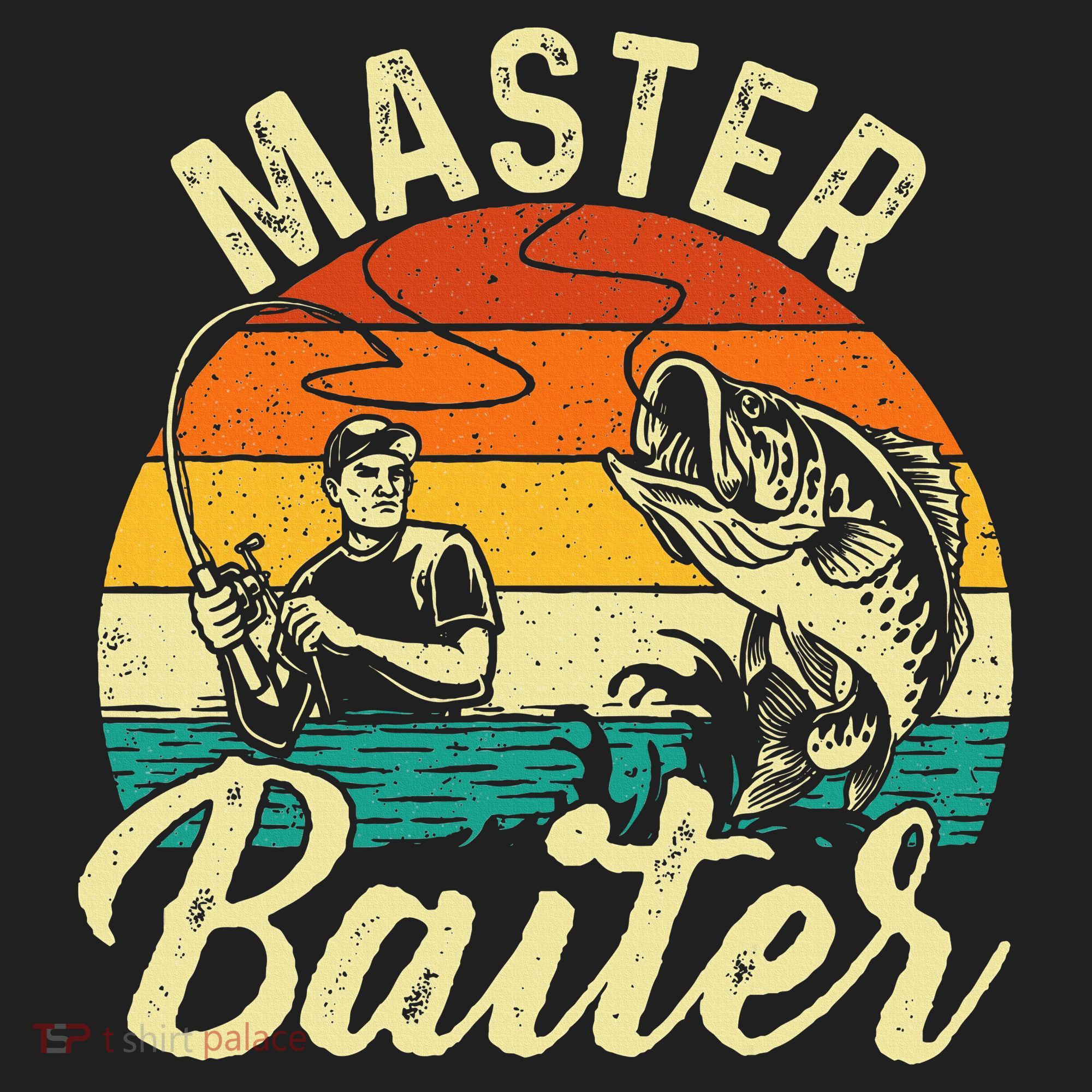 Master Baiter Retro Sunset Fishing Fish Lover Fisherman Golf Towel