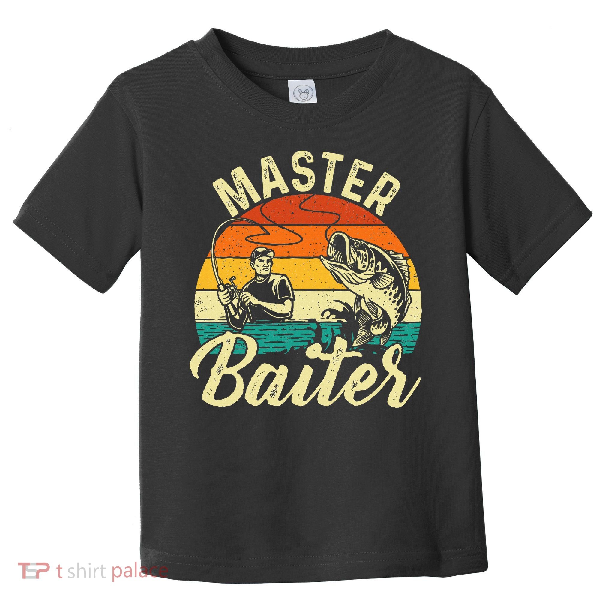 Master Baiter Retro Sunset Fishing Fish Lover Fisherman Toddler T-Shirt