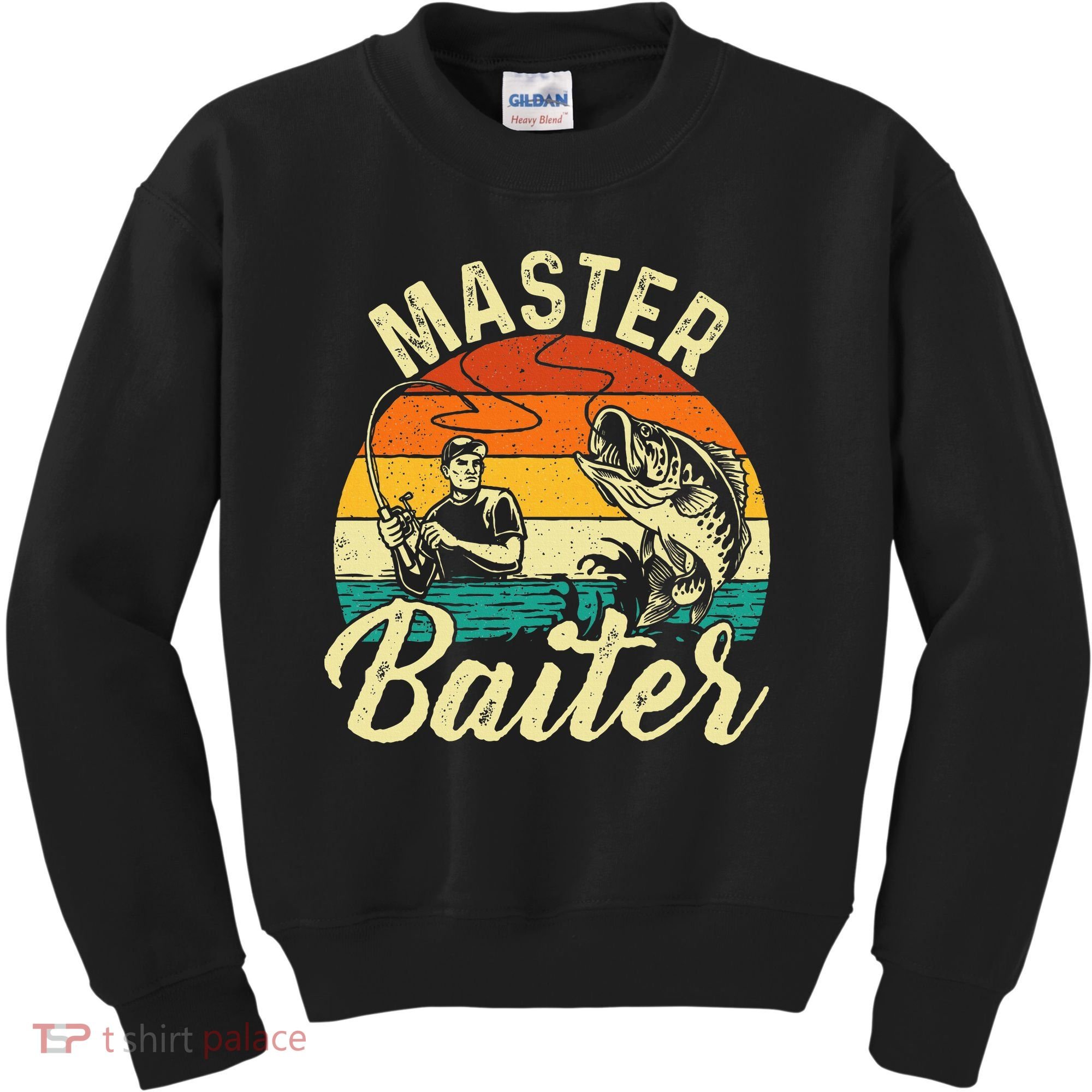 Master Baiter Retro Sunset Fishing Fish Lover Fisherman Kids Sweatshirt