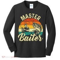 Master Baiter Retro Sunset Fishing Fish Lover Fisherman Kids Long Sleeve Shirt thumb 0