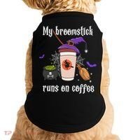 My Broomstick Runs On Coffee Gift Coffee Lover Halloween Gift Doggie Tank thumb 0