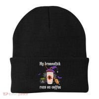 My Broomstick Runs On Coffee Gift Coffee Lover Halloween Gift Beanie thumb 0