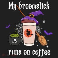 My Broomstick Runs On Coffee Gift Coffee Lover Halloween Gift Beanie thumb 2