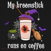 My Broomstick Runs On Coffee Gift Coffee Lover Halloween Gift Women's Hoodie thumb 2