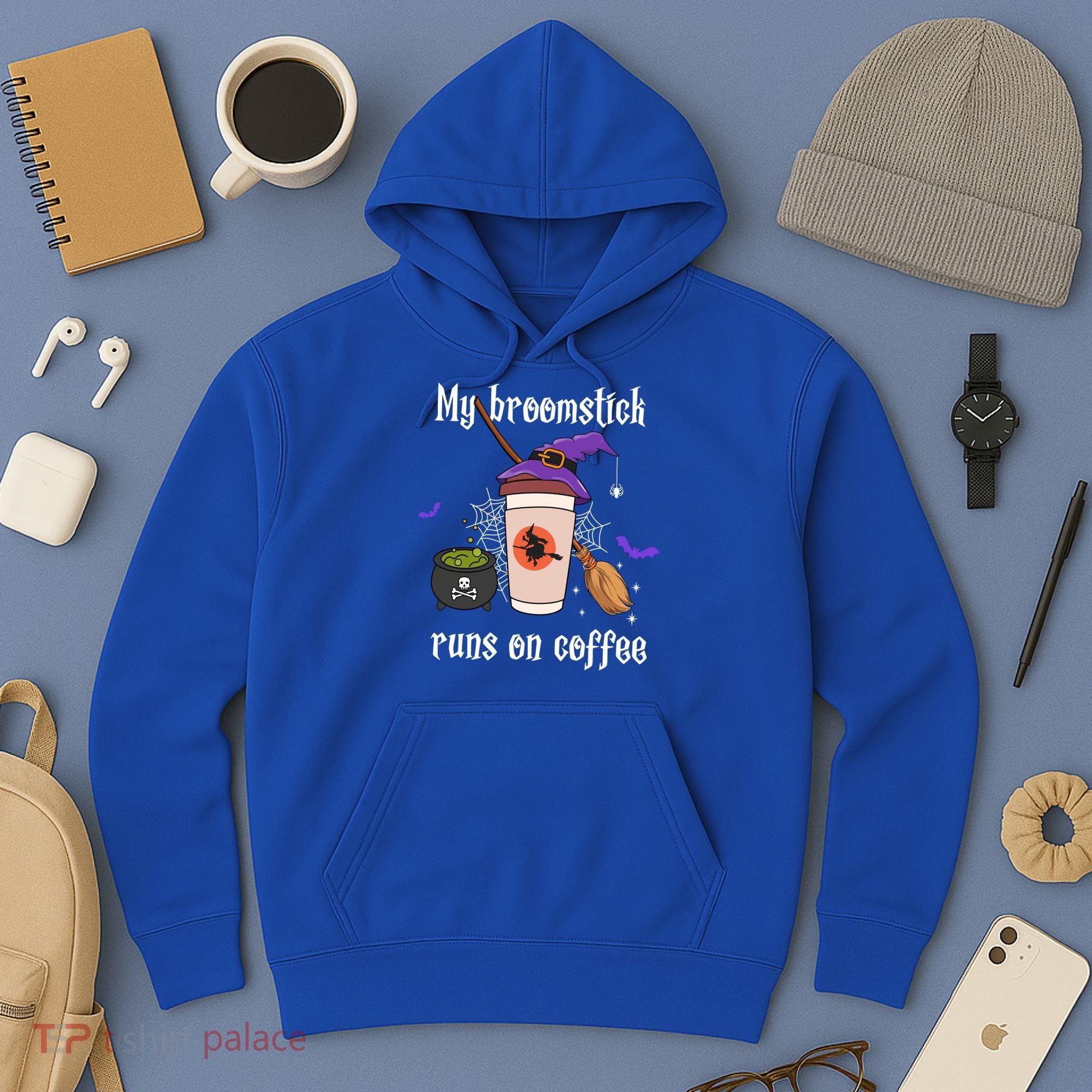 My Broomstick Runs On Coffee Gift Coffee Lover Halloween Gift Hoodie