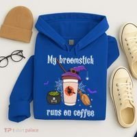 My Broomstick Runs On Coffee Gift Coffee Lover Halloween Gift Hoodie thumb 4