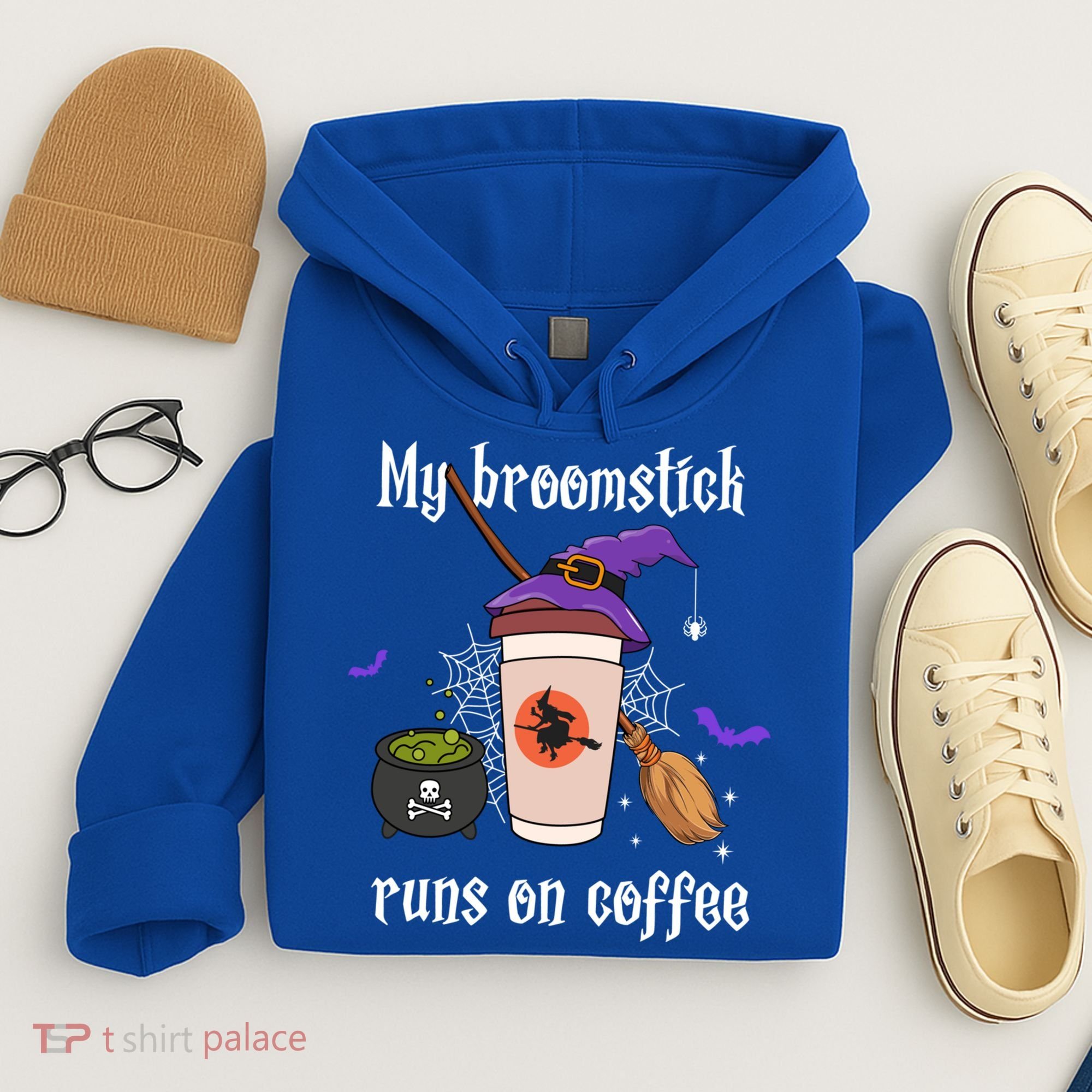 My Broomstick Runs On Coffee Gift Coffee Lover Halloween Gift Hoodie