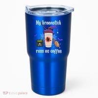 My Broomstick Runs On Coffee Gift Coffee Lover Halloween Gift Tumbler thumb 0