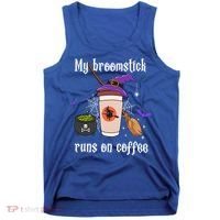 My Broomstick Runs On Coffee Gift Coffee Lover Halloween Gift Tank Top thumb 0