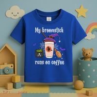 My Broomstick Runs On Coffee Gift Coffee Lover Halloween Gift Toddler T-Shirt thumb 3