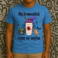 My Broomstick Runs On Coffee Gift Coffee Lover Halloween Meaningful Gift T-Shirt thumb 3