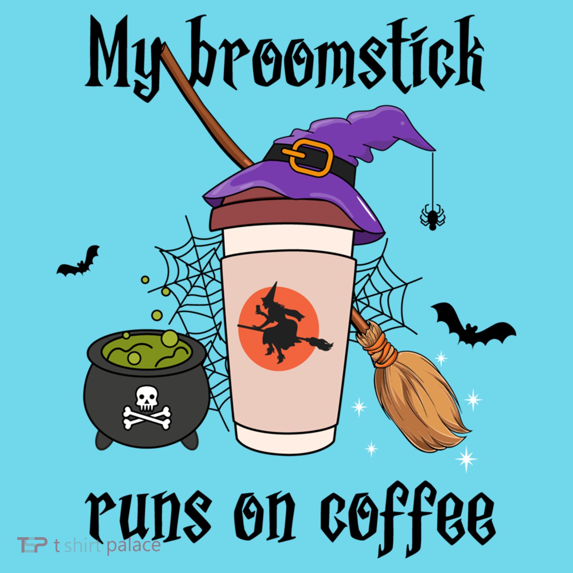 My Broomstick Runs On Coffee Gift Coffee Lover Halloween Meaningful Gift Kids Long Sleeve Shirt