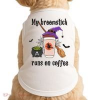 My Broomstick Runs On Coffee Gift Coffee Lover Halloween Meaningful Gift Doggie Tank thumb 0