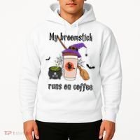 My Broomstick Runs On Coffee Gift Coffee Lover Halloween Meaningful Gift Hoodie thumb 2