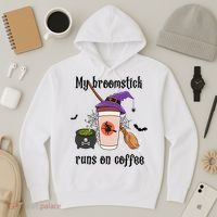 My Broomstick Runs On Coffee Gift Coffee Lover Halloween Meaningful Gift Hoodie thumb 3