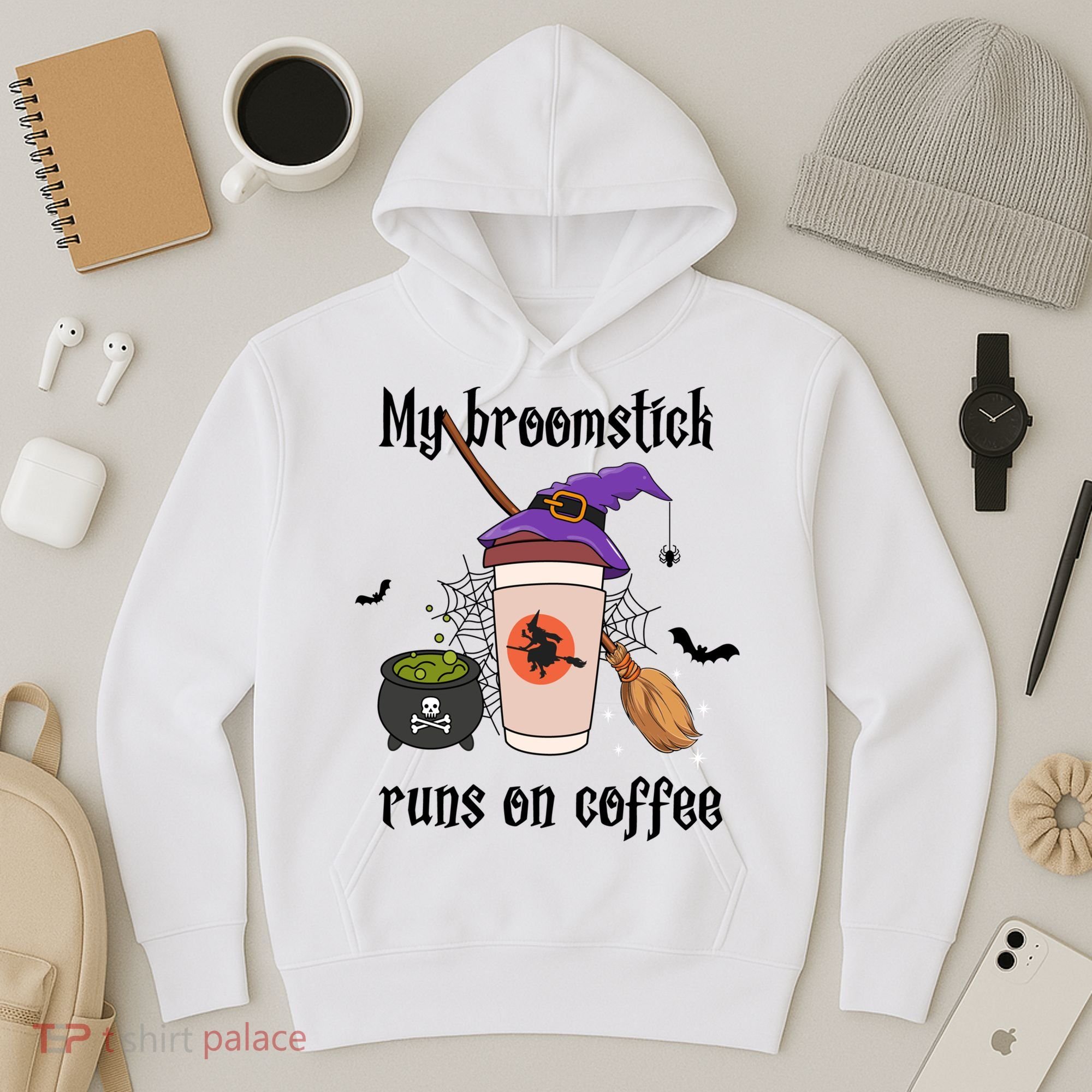 My Broomstick Runs On Coffee Gift Coffee Lover Halloween Meaningful Gift Hoodie