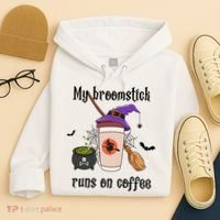 My Broomstick Runs On Coffee Gift Coffee Lover Halloween Meaningful Gift Hoodie thumb 4