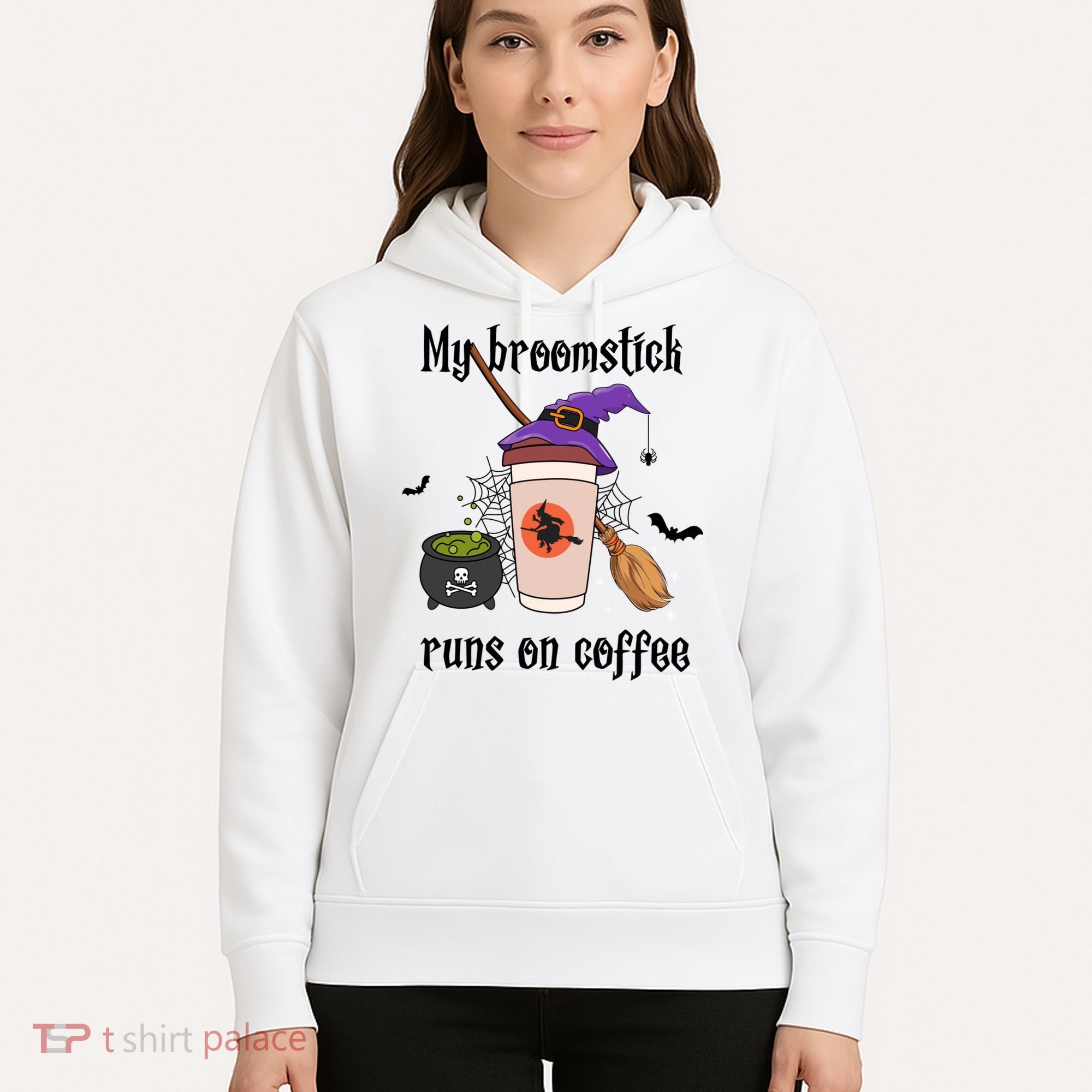 My Broomstick Runs On Coffee Gift Coffee Lover Halloween Meaningful Gift Hoodie