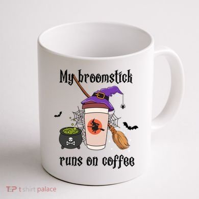 My Broomstick Runs On Coffee Gift Coffee Lover Halloween Meaningful Gift Coffee Mug back
